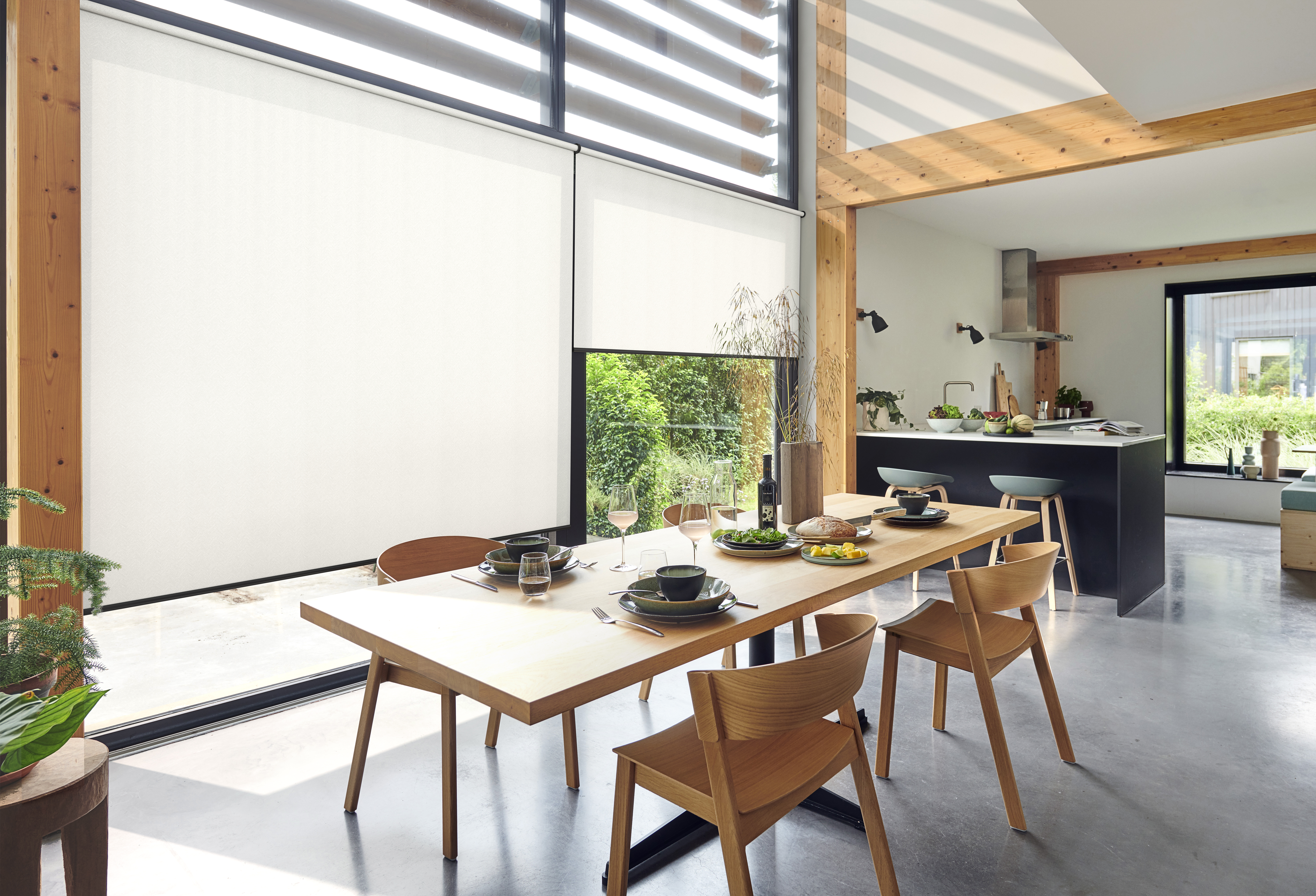 Roller Blinds Full Room Photo Dining White